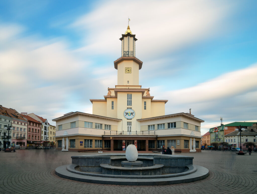 City hall in Ivano-Frankivsk, Ukraine. December 28, 2015